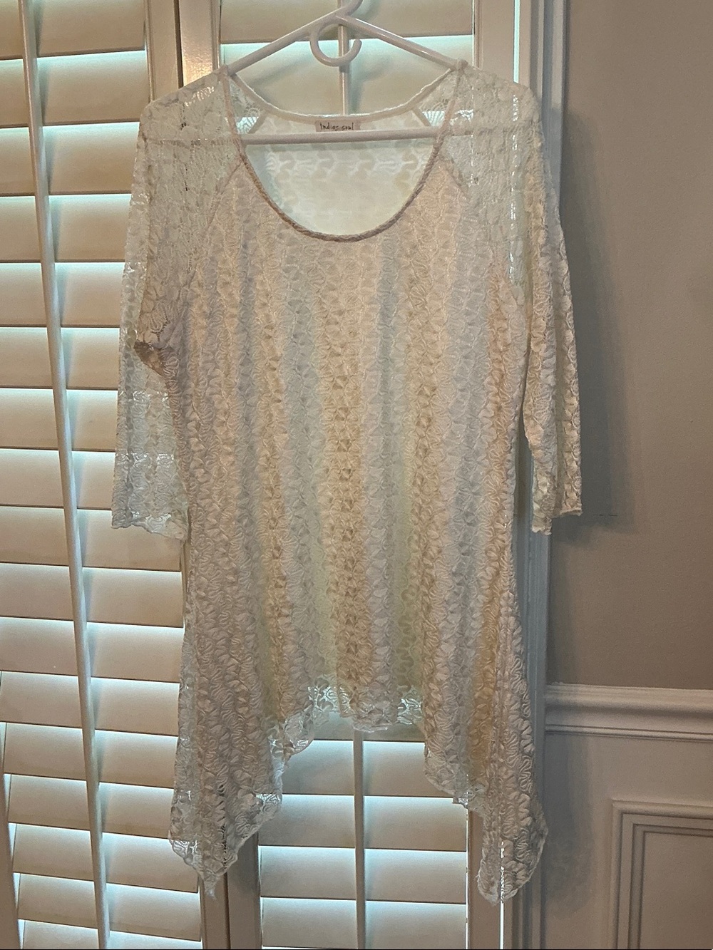 indigo soul Ivory Sheer Lace Tunic
